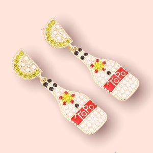 rhinestone beaded Topo Chico earrings